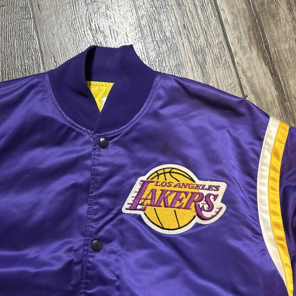 Vintage 80’s Starter Los Angeles Lakers NBA satin Jacket Men’s Large - Picture 2 of 8